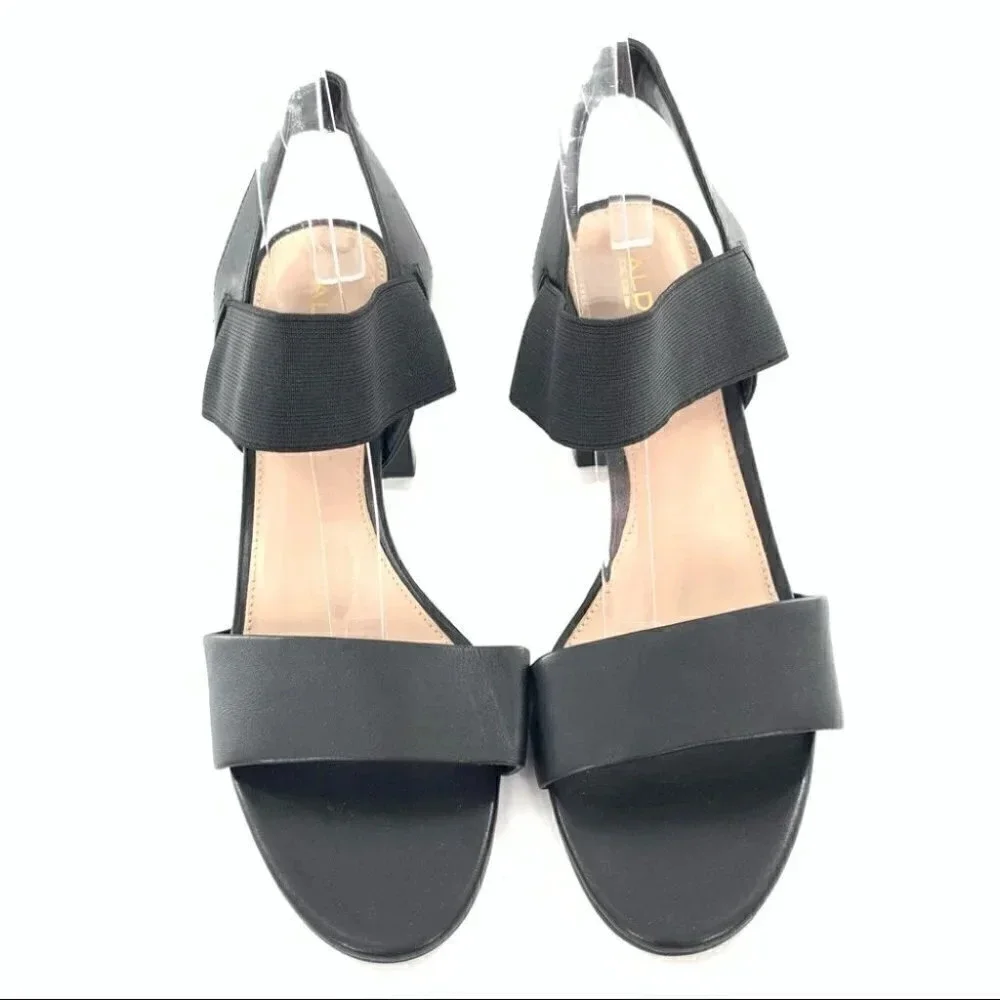 Aldo womens heels size 11 42.5 black leather chunky career
